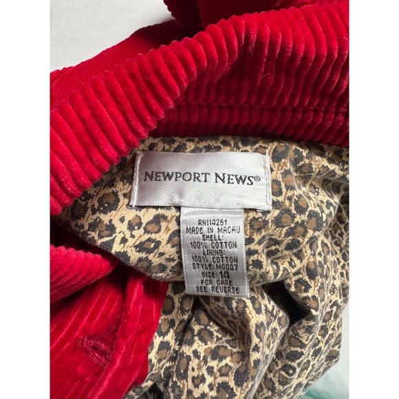 Vintage Newport News Red Corduroy Belted Trench Coat With Leopard Print Lining S - Picture 4 of 16